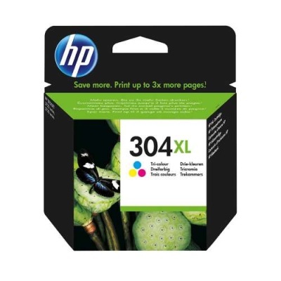 Embalagem de tinteiro HP 304XL tri-colour com borboleta azul
