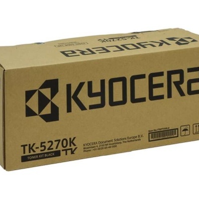 Caixa de toner Kyocera TK-5270K em cartão castanho com texto preto