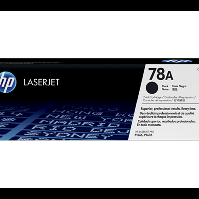 Cartucho de impressão HP LaserJet 78A preto em caixa retangular preta e branca