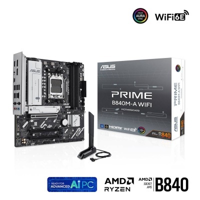 Placa-mãe ASUS PRIME B840M-A WIFI com antena WiFi e embalagem