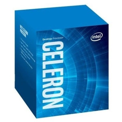 Caixa azul do processador Intel Celeron para desktop