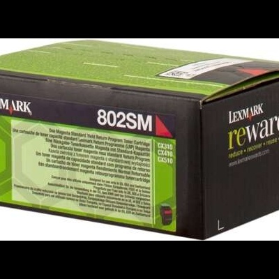 Caixa de toner Lexmark CX310 preta e verde com texto e código de modelo