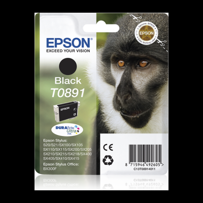 Embalagem de tinteiro Epson preto T0891 e primata
