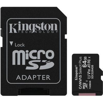 Cartão microSD Kingston CANVAS Select Plus 64 GB com adaptador microSD para SD