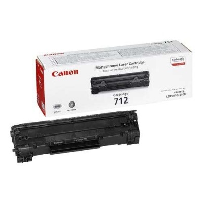 Toner preto Canon Cartridge 712 com caixa branca e vermelha