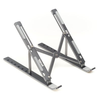 Suporte ajustável cinzento para portátil com almofadas antiderrapantes e marca iquual