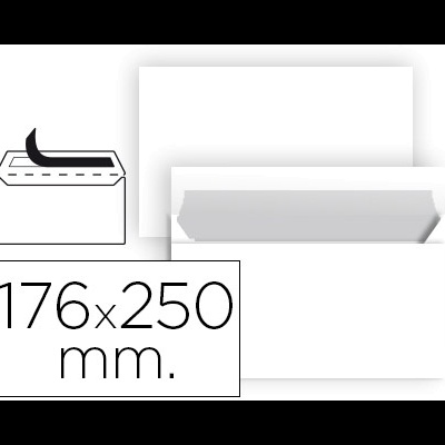 Envelope branco aberto com papel branco e dimensão 176x250 mm