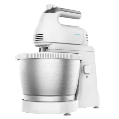 Batedeira branca com taça em aço inoxidável