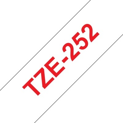 Etiqueta autocolante branca com texto vermelho TZE-252
