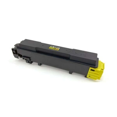 Toner de impressora preto com peça amarela e etiqueta TK-5370Y