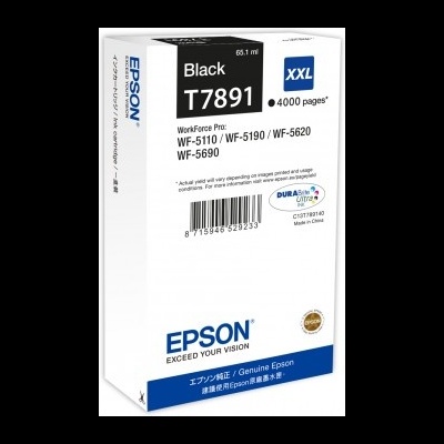 Cartucho de tinta Epson T7891 preto XXL em caixa para impressora WorkForce Pro