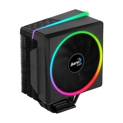 Ventoinha de computador preto com iluminação RGB circular da marca AeroCool