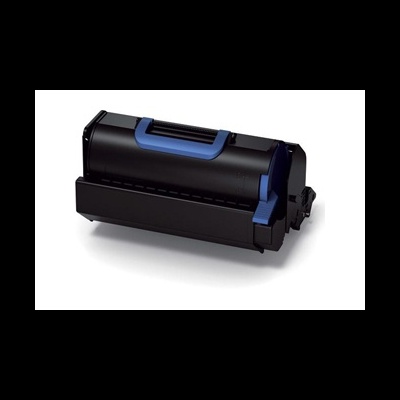 Cartucho de toner preto para impressora com detalhes azuis