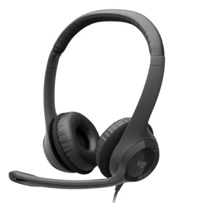 Auriculares com microfone preto Logitech.