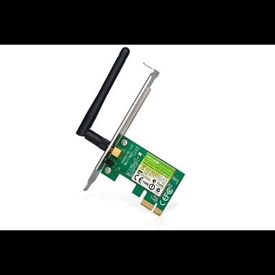 Placa de rede Wi-Fi interna com antena preta e circuito verde