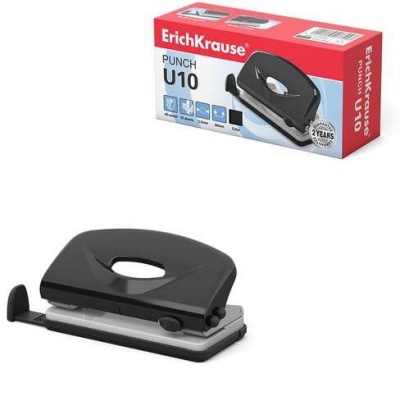 Furador de papel preto ErichKrause Punch U10 com embalagem