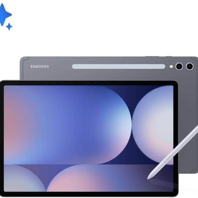 Tablet Samsung cinza com ecrã grande e caneta branca