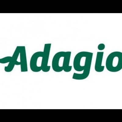 Logótipo da marca Adagio em verde escuro sobre fundo branco