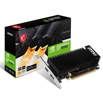 Placa gráfica MSI NVIDIA GeForce GT 1030 com caixa e dissipador preto