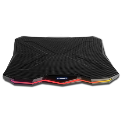 Base arrefecedora preta para portátil com iluminação RGB e logótipo HUMMER