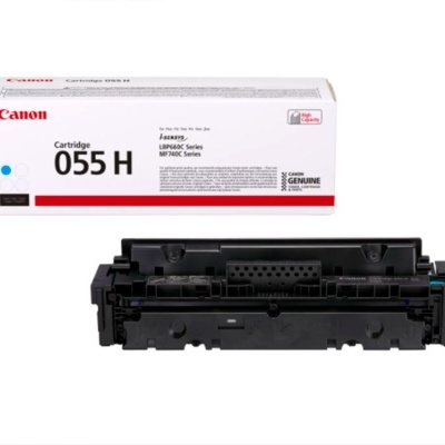 Cartucho de toner Canon 055 H com caixa branca e toner preto