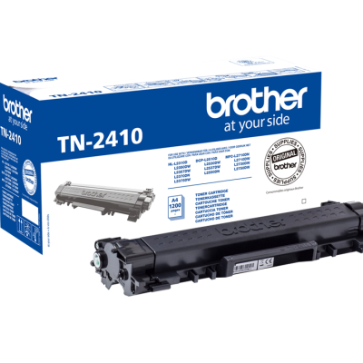 Cartucho de toner Brother TN-2410 com caixa azul e branca para impressoras