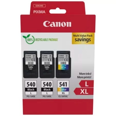 Pacote de tintas Canon PIXMA com dois tinteiros pretos e um colorido