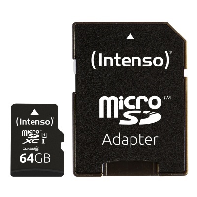 Cartão microSD Intenso 64GB com adaptador microSD preto