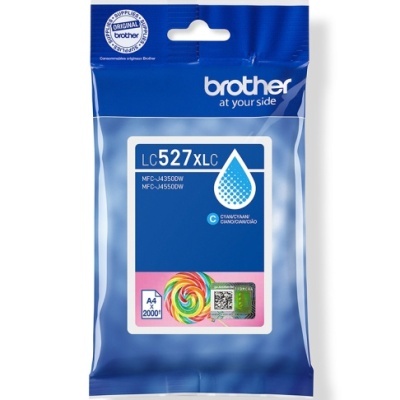 Embalagem azul do cartucho de tinta Brother LC527XLC