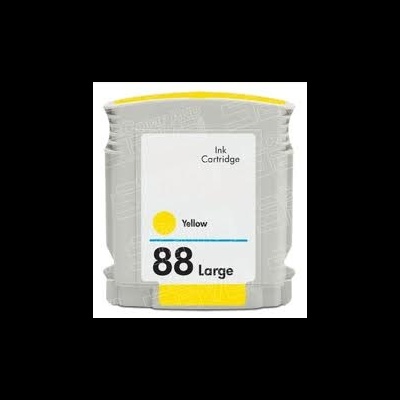 Cartucho de tinta amarelo para impressora com etiqueta branca e texto