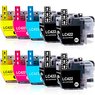Conjunto de cartuchos de tinta LC422 em variedades de cor com etiquetas PULL