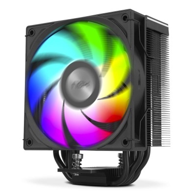 Dissipador de calor para CPU com ventoinha LED RGB colorida e aletas metálicas