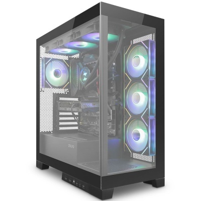 Computador de secretária com ventoinhas RGB e painel de vidro
