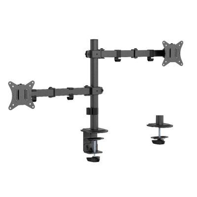 Suporte duplo para monitores preto com fixação de mesa