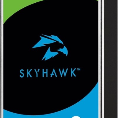Disco rígido Seagate Skyhawk 2 TB preto com etiqueta colorida