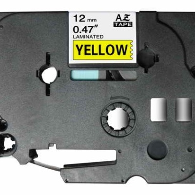 cassete de fita laminada preta para rotuladora com etiqueta amarela