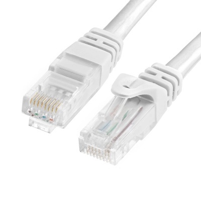 Cabo de rede Ethernet RJ45 branco com conectores transparentes