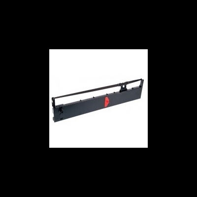 Fita de tinta preta para impressora com elemento vermelho e fundo branco