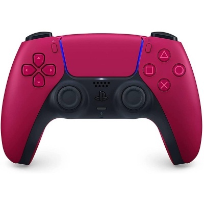 Comando de videojogo PlayStation vermelho e preto