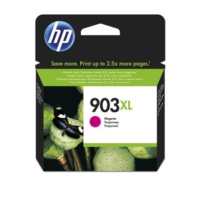 Embalagem tinta HP 903 XL magenta com borboleta sobre plantas verdes