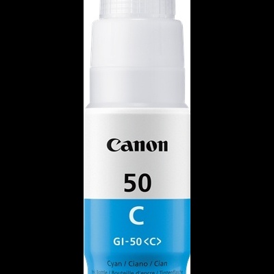Frasco de tinta Canon GI-50 cyan em branco e azul