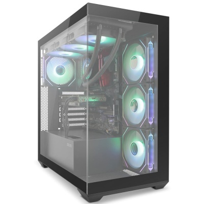 Computador desktop com caixa de vidro e ventoinhas LED coloridas