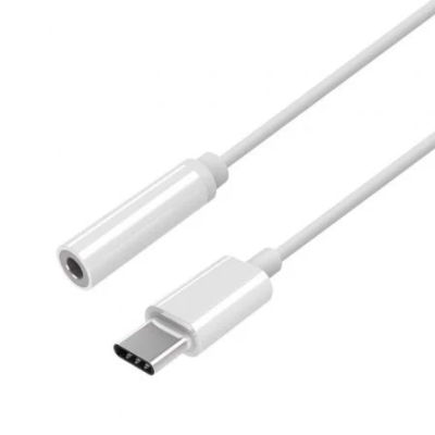 Cabo adaptador USB-C para áudio 3,5 mm branco