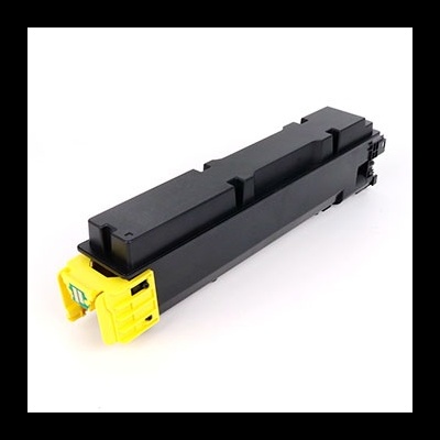 Cartucho de toner preto e amarelo em fundo branco