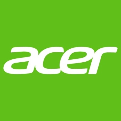 Logotipo ACER branco sobre fundo verde