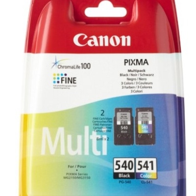 Cartucho de tinta Canon PIXMA Multipack preto e colorido PG-540 e CL-541 em embalagem colorida