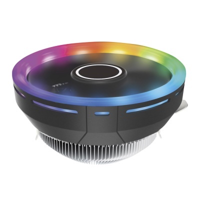 Cooler de computador com base metálica e iluminação RGB circular
