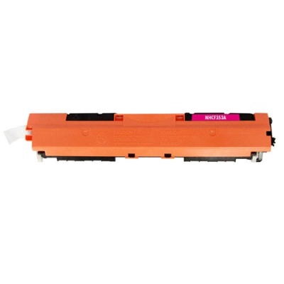 Cartucho de toner para impressora em plástico laranja com etiqueta roxa NHCF353A