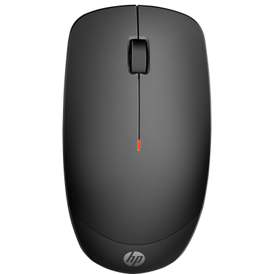 Rato preto sem fios com detalhe vermelho e logótipo HP