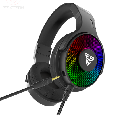 Auscultadores FANTECH pretos com iluminação RGB e conector jack 3.5mm